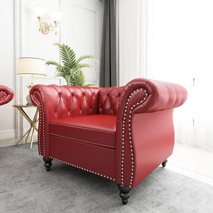 AVZEAR Leather Upholstered Armchair, Single Sofa Chair - Image 6