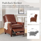 HULALA HOME Genuine Leather Manual Recliner Chairs Set of 2 - Image 3