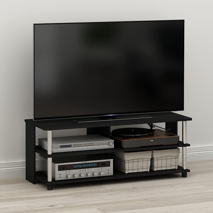 Furinno Sully 3-Tier Stand for TV up to 48 Inch, Americano/Chrome - Image 2