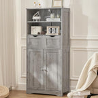 Iwell Storage Cabinet with 2 Drawers & Adjustable Shelf, Tall Bathroom Cabinet - Image 5