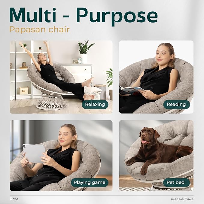 Bme 40" Ergonomic Wicker Papasan Chair - Image 7