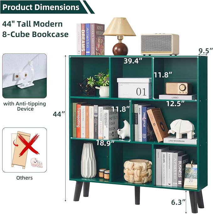 LEYAOYAO 8 Cube Bookshelf, 3 Tier Bookcase - Image 2