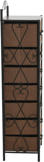Household Essentials Walnut & Iron Eight-Drawer Dresser Tower - Image 5