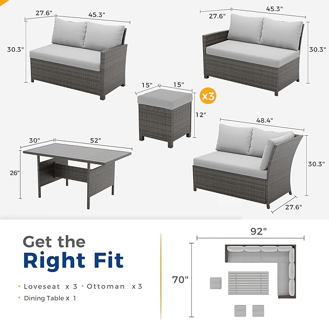 Wisteria Lane 7 Piece Patio Furniture Set, High Curved Back Wicker Outdoor - Image 2