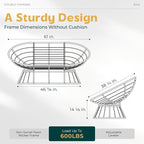 Bme Double Papasan Chair, 600lbs Capacity, Ergonomic Design, Soft Thick Fabric - Image 3