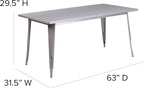 Flash Furniture Charis Commercial Grade 31.5" x 63" Rectangular Silver Metal - Image 5