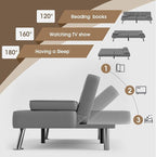 Flamaker Futon Sofa Bed Modern Folding Futon Set PU Leather Convertible - Image 7