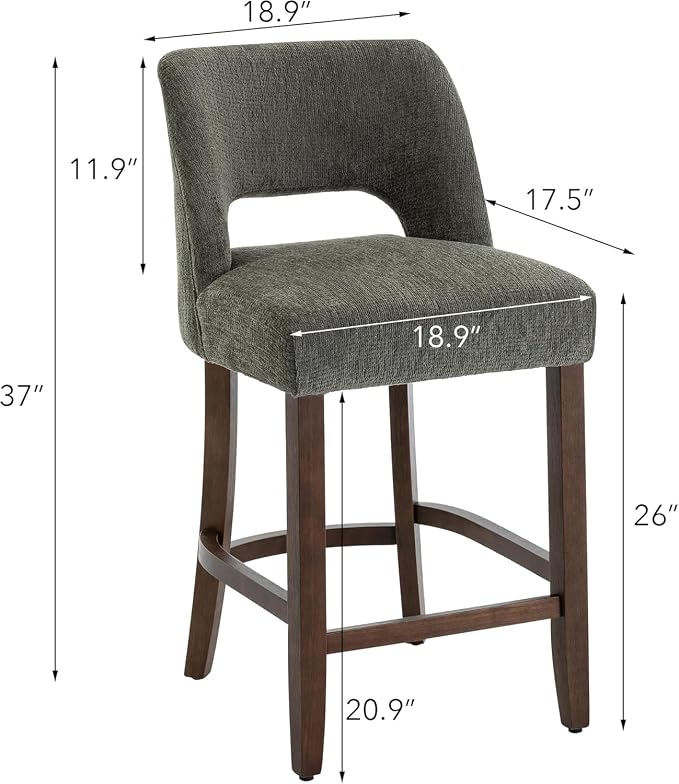 VKNOW Bar Stools Set of 2, Modern Counter Stools - Image 2
