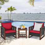 Tangkula 3 Pieces Patio Wicker Furniture Set, Rattan Outdoor Sofa Set - Image 3