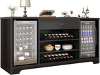 HSH Long Bar Cabinet with Fridge Space, Modern Wood Coffee Wine Liquor Cabinet - Image 6