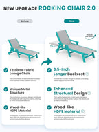 SERWALL Textilene Patio Chaise Lounge Chair, 5 Positions Adjustable Outdoor - Image 3