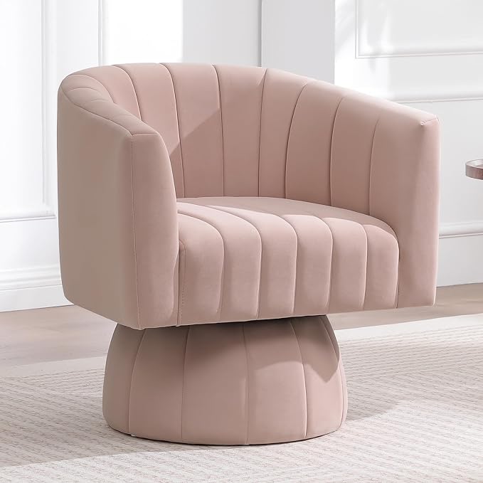 Swivel Accent Barrel Chair, Cute Comfy Small Round 360° Arm Chair. Velvet Sofa by YUUIJOAA