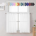36 Inch White Sheer Curtains Tiers 2 PCS by Lecloud