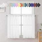 36 Inch White Sheer Curtains Tiers 2 PCS by Lecloud