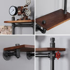 Industrial Floating Pipe Wall Shelves Rustic Wood Shelving, 5 Layer Pipe Design - Image 5