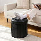 CAROLMADE Round Storage Ottoman, PU Leather Folding Footrest Stool - Image 2