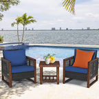 Tangkula 3 Pieces Patio Wicker Furniture Set, Rattan Outdoor Sofa Set - Image 3