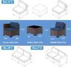 Outdoor Patio Furniture Set, 14 Pieces Outdoor Sectional Furniture Patio Sofa - Image 2