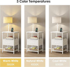 Fixwal Bedside Table with 3 Color Temperatures Bulb Attached, Nightstand with - Image 5