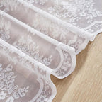 YJ YANJUN Vintage Lace Curtains 30 Inch Length Pair Short White Sheer Kitchen - Image 4