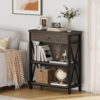 FATORRI Rustic Small Bookshelf, Industrial Wood Book Shelf - Image 6