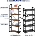 NUMENN 5 Tier Bookshelf, Tall Bookcase Shelf Storage Organizer, Modern Book - Image 7