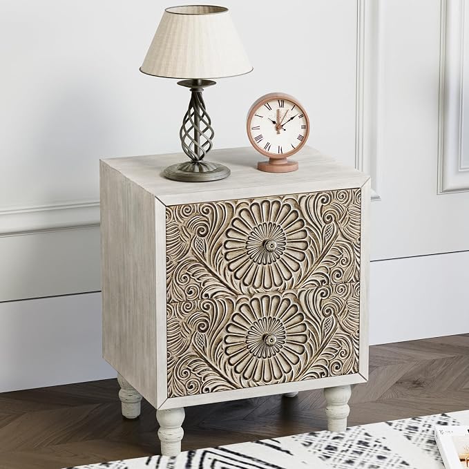 HOMPUS Fully Assembled Nightstand Set 2, 2-Drawer Farmhouse Nightstand Set of 2 - Image 9