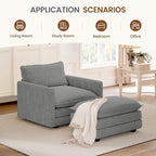 ROWHY Single Armchair with Ottoman, Modern Corduroy Cloud Couch with - Image 6