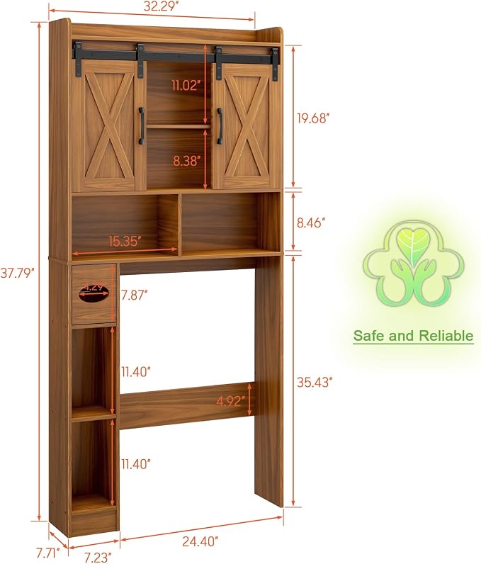 Vabches Over The Toilet Storage Cabinet, Farmhouse Storage Cabinet Over Toilet - Image 2