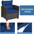 COSTWAY 3PCS Patio Furniture Set, PE Rattan Wicker Sofa w/Washable Cushion and - Image 8