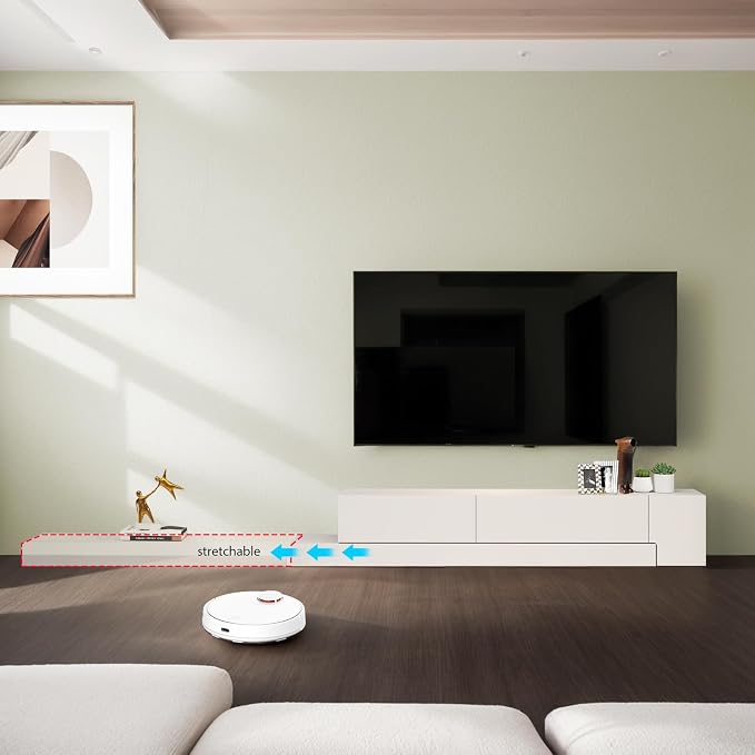 Retractable TV Shelf, Solid Wood Minimalist TV Stand, Mid-Century TV Console - Image 3