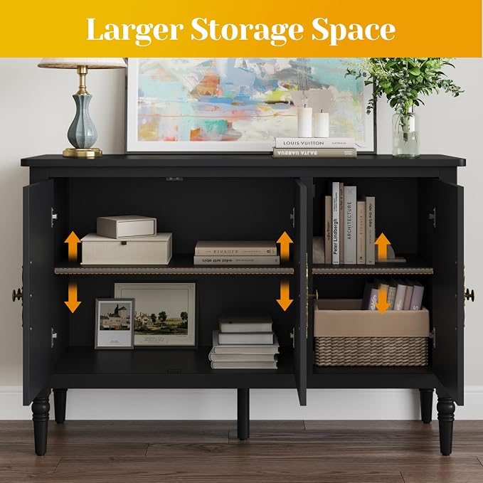 FansaFurn 3-Door Cabinet with Adjustable Shelves, Accent Sideboard with Turned - Image 6