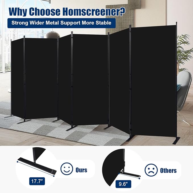 Room Divider 6FT Portable Room Dividers and Folding Privacy Screens, 6 Panel - Image 2