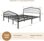 SHA CERLIN King Size Metal Platform Bed Frame - Image 2