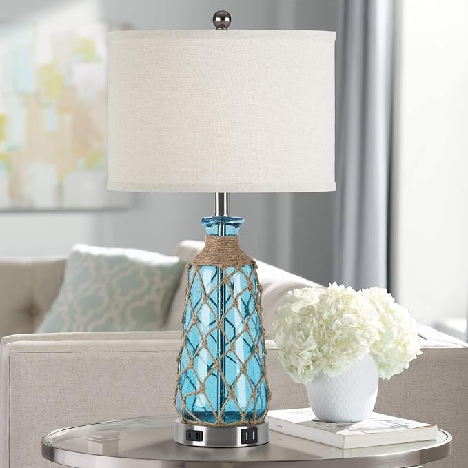 Ruzectt 25.5" Coastal Glass Table Lamps Set of 2, 3-Way Dimmable Touch Control - Image 6