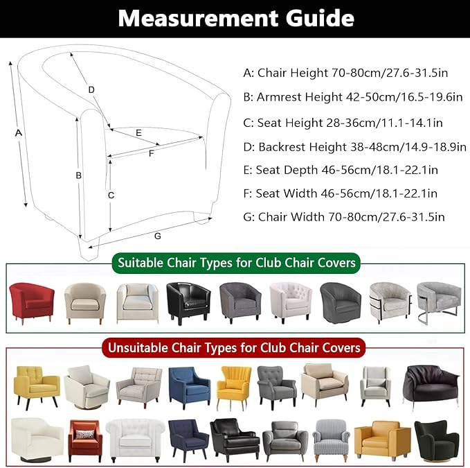 SearchI Waterproof Club Chair Slipcover Stretch Barrel Chair Covers Jacquard - Image 4