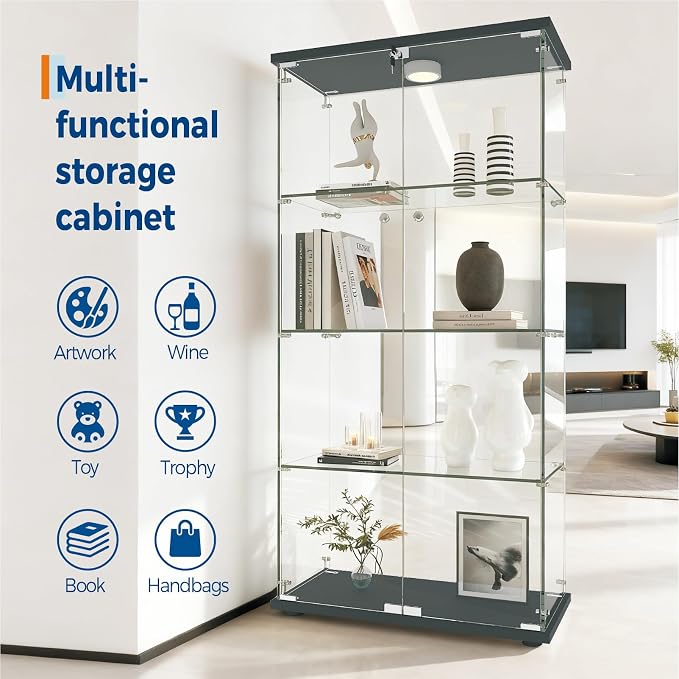 IDEALHOUSE Tempered Glass Display Cabinet - Image 4