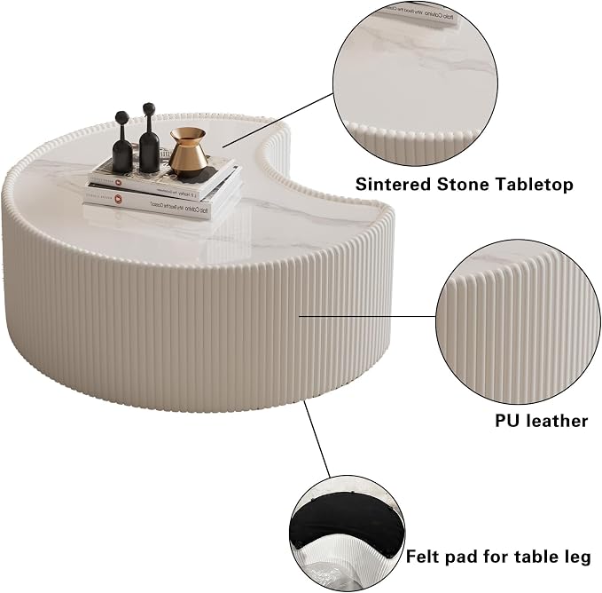 Modern Nesting Coffee Table Set of 2, Creative Moon Coffee and End Table Set - Image 5