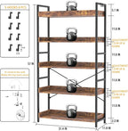 HCHQHS 5 Tier Bookshelf, Adjustable Industrial Bookcase, Vertical Tall Book - Image 4