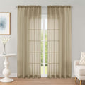 Sheer Curtains 84 Inches Long 2 Panels Set, Sheer Taupe Curtains by OWENIE