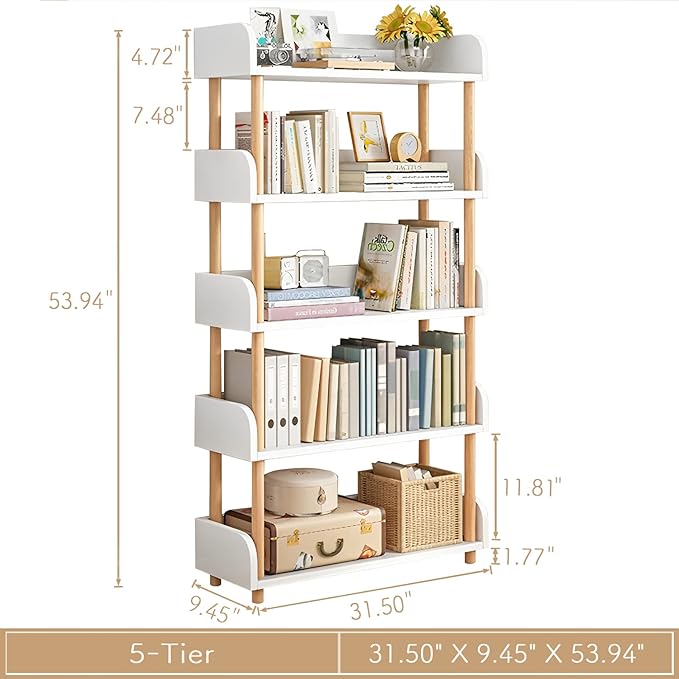 OSCHF 5-Tier Wooden Open Bookcase - Image 2