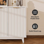 Fluted Coffee Bar Cabinet with Storage, Modern Sideboard Buffet Cabinet with - Image 5