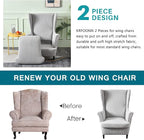 KRFOONN Stretch Wing Chair Slipcovers Jacquard 2 Piece Wingback Chair Covers - Image 4