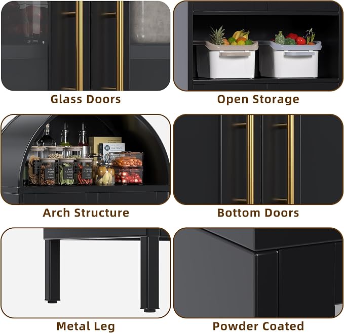 VEXPOR 73" Tall Arched Kitchen Pantry Cabinet - Image 5