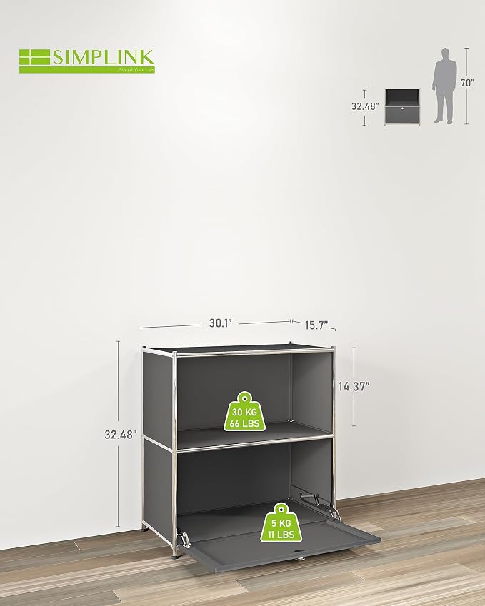 32.5-Inch Flip-Top Side Table & Buffet Cabinet - Image 3