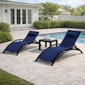 EROMMY Outdoor Chaise Lounge Set of 3, Reclining Patio Chairs by EROMMY