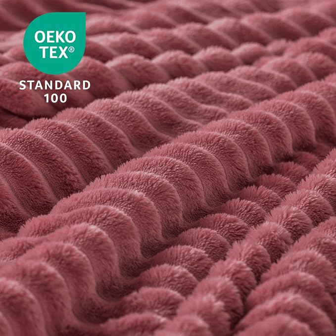 BEDELITE 3D Ribbed Brick Dust Fleece Throw Blanket - Image 4