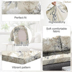 CALBODE 12Pcs Outdoor Stretch Cushion Covers, Waterproof Outdoor Chair Floral - Image 3