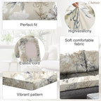 CALBODE 8Pcs Outdoor Stretch Cushion Covers, Waterproof Outdoor Chair Floral - Image 3