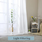White Sheer Curtains 96 Inches Long, Elegant Sheer Curtains - Image 2
